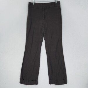Banana Republic Pants Womens 8 Brown Linen Blend Wide Leg Cuffed Mid Rise